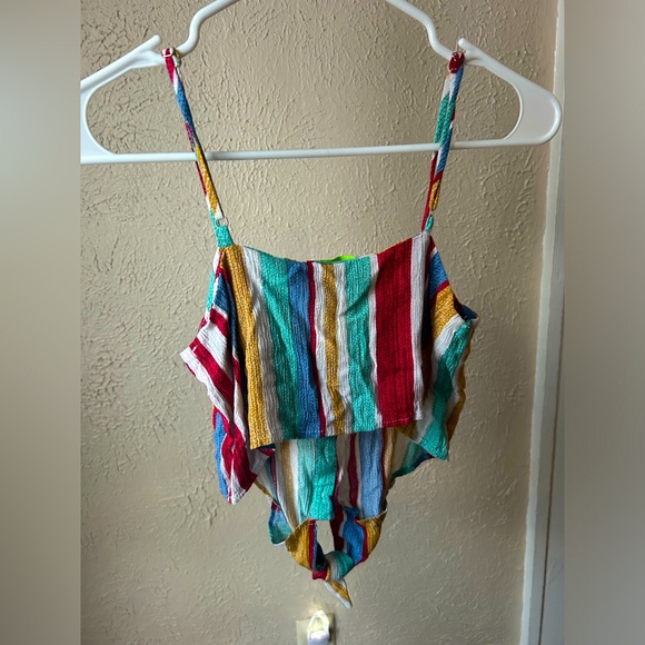 Good Luck Gem Crop Top Striped Sz Small - Picture 5 of 7
